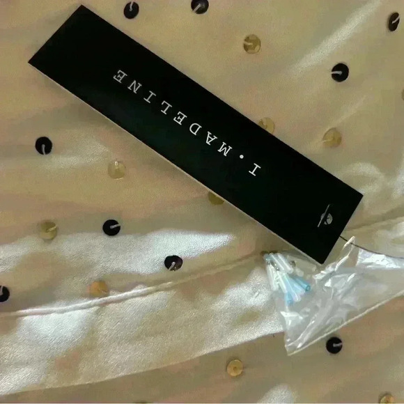 I. Madeline Sequin Embellished Blouse. Small. NWT. White with blue, tan sequins. - Picture 4 of 5